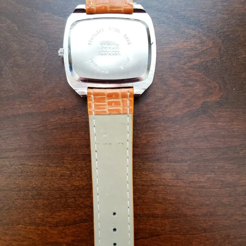 Bijoux Terner Orange Black Face Orange Leather Band Quartz Unisex Wrist Watch
